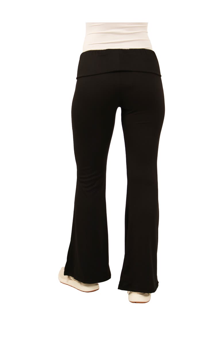 24seven Comfort Apparel Black Bell Bottom Foldover Waist Sweatpants, Alternate, color, Black