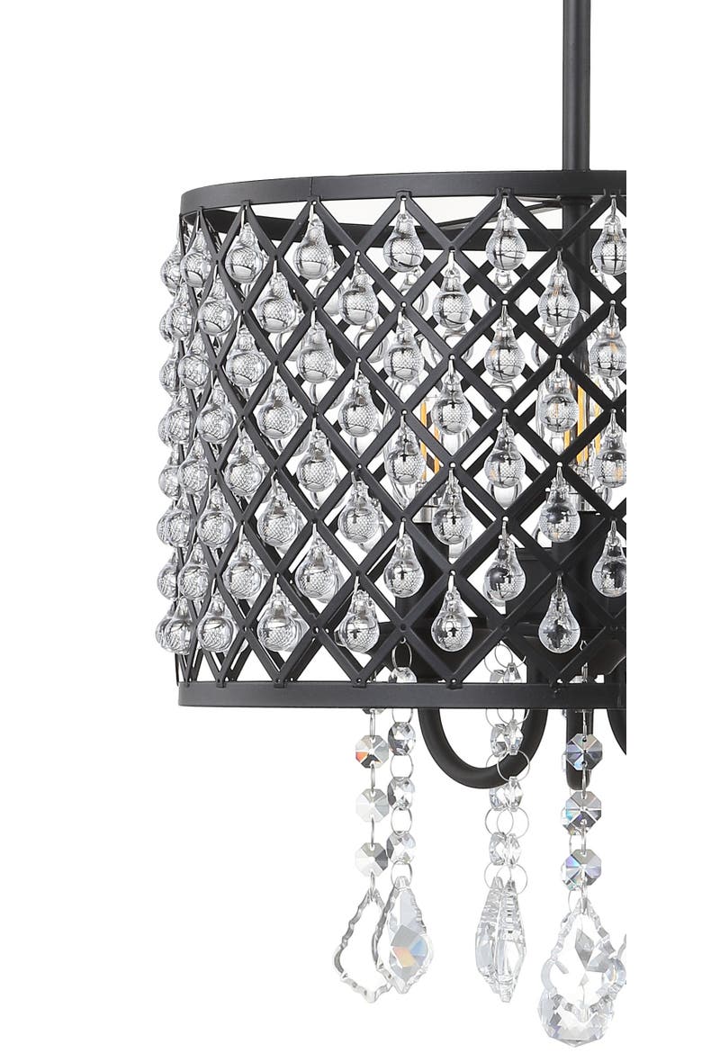 Gigi Metal/Crystal Adjustable LED Drop Chandelier, Alternate, color, Black