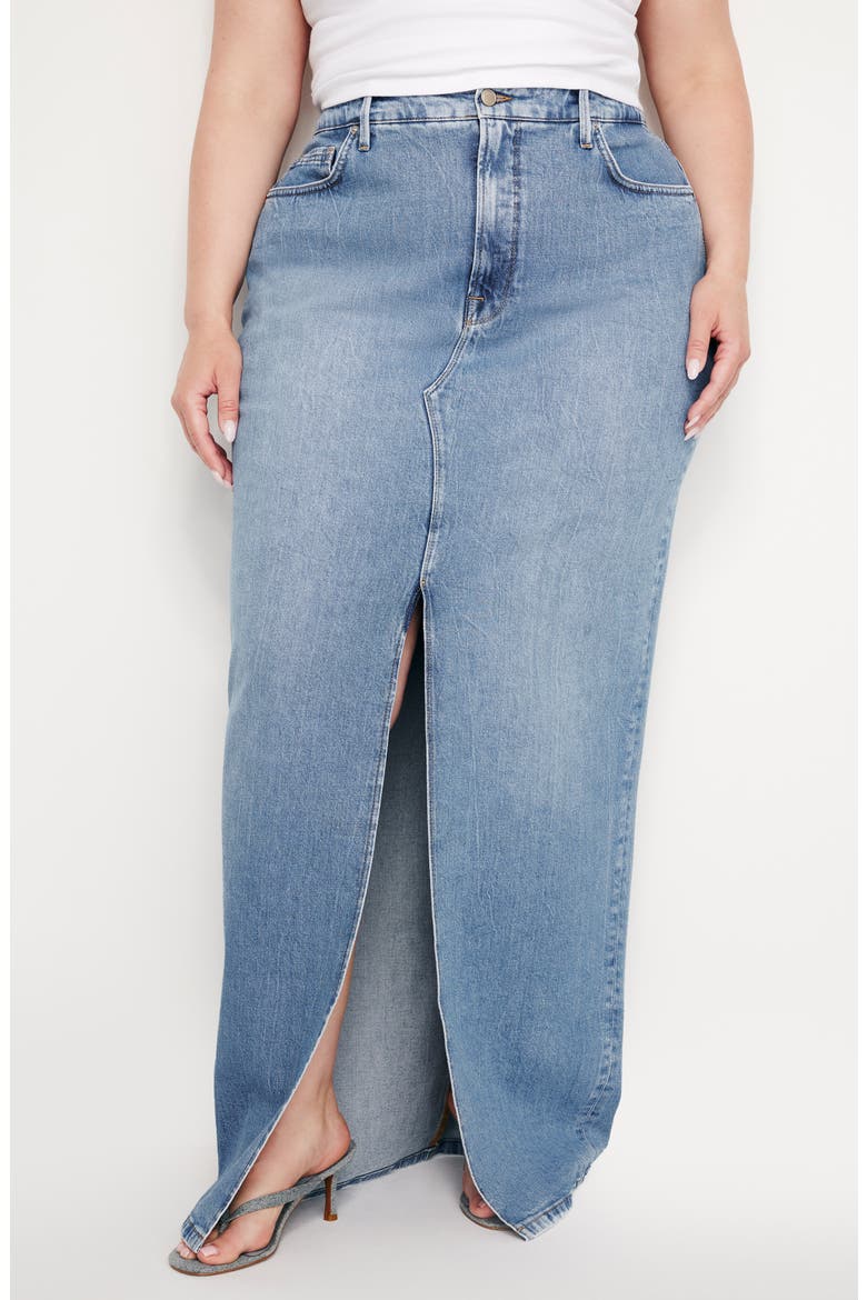 Slit Front Denim Maxi Skirt, Alternate, color, INDIGO599