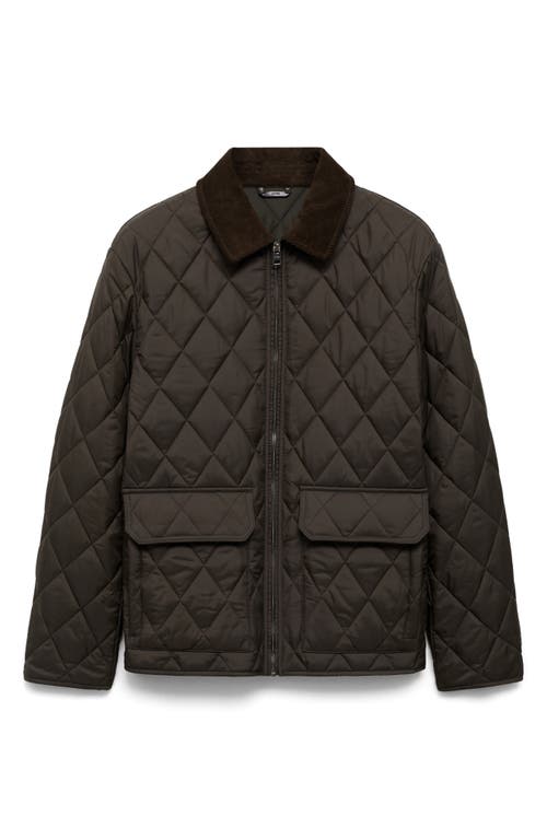Mango Men's Water-repellent Quilted Jacket In Khaki Green