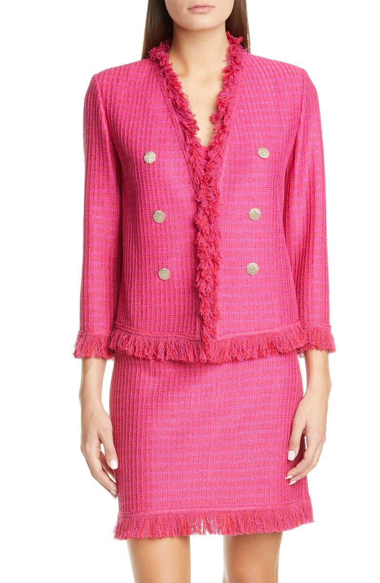 St. John Collection Poppy Textured Knit Jacket, Main, color, 