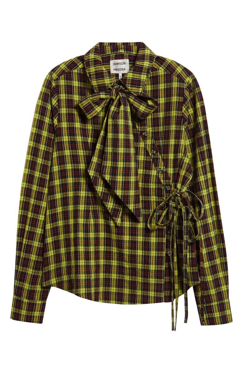 Damson Madder Robyn Tartan Organic Cotton Wrap Shirt, Alternate, color, Yellow