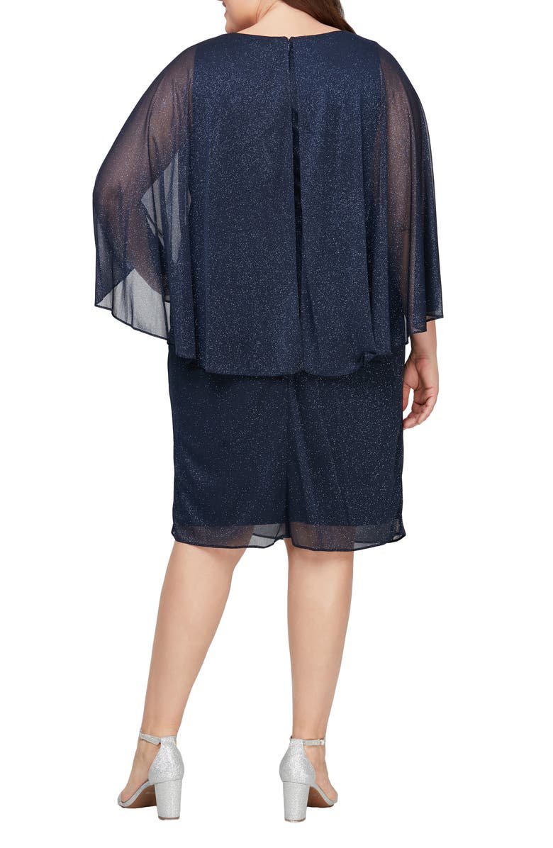 SL FASHIONS Surplice Neck Long Sleeve Cocktail Dress, Alternate, color, 