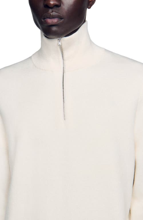 Sandro Zip-up High-neck Jumper In Ecru