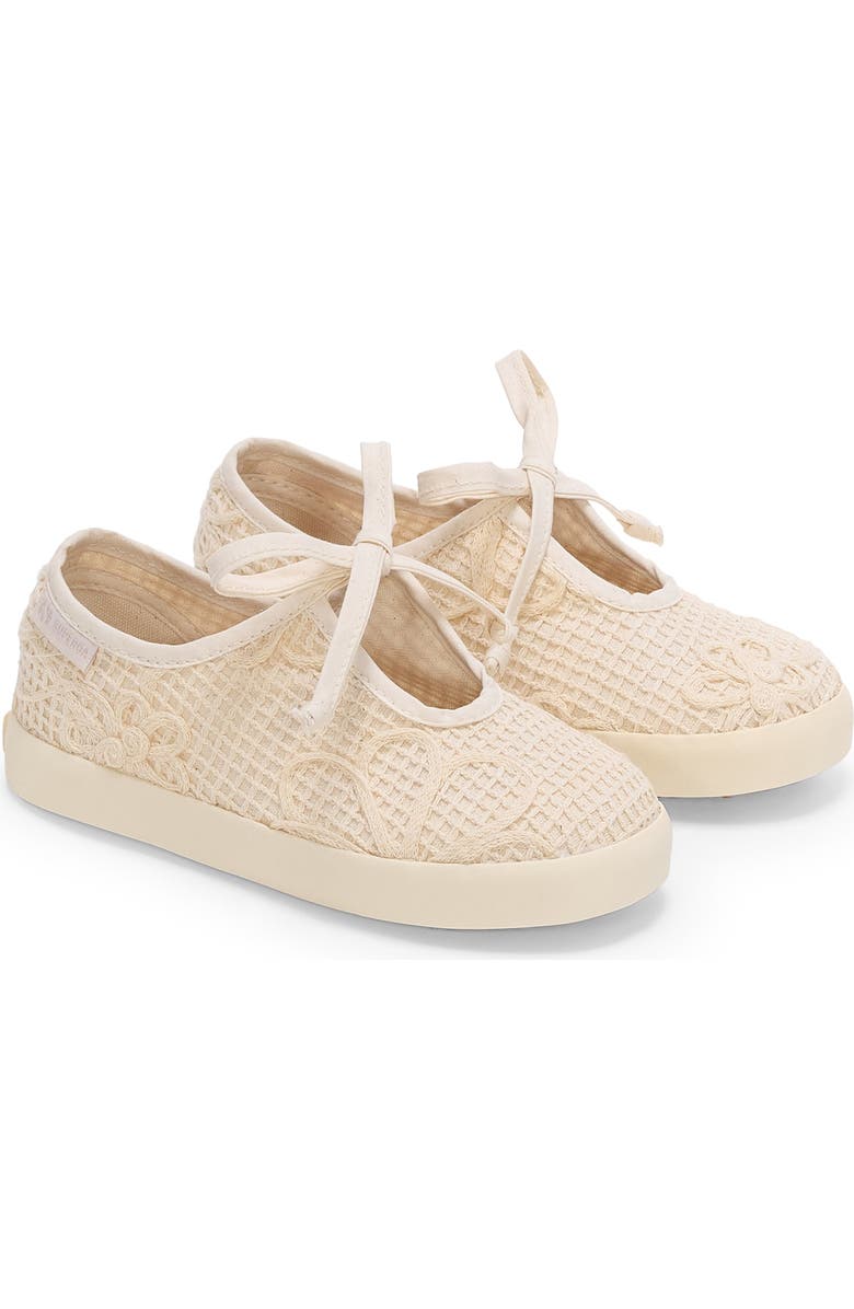 Superga 2442 Kids Ballerina Lace Net Flower Crochet, Alternate, color, Beige Raw-Off White
