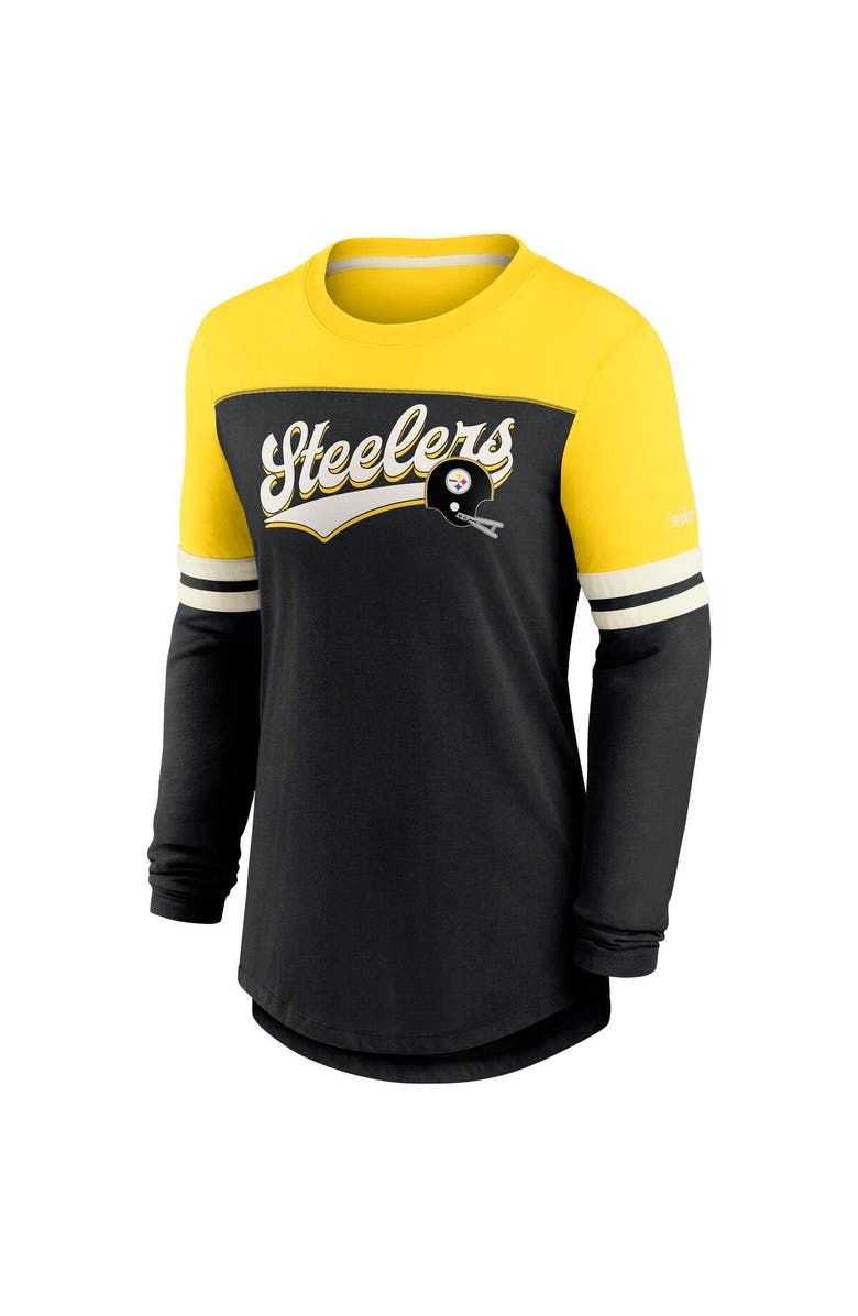 Nike Women's Nike Black/Gold Pittsburgh Steelers Retro Script Performance Tri-Blend Long Sleeve T-Shirt, Alternate, color, Black