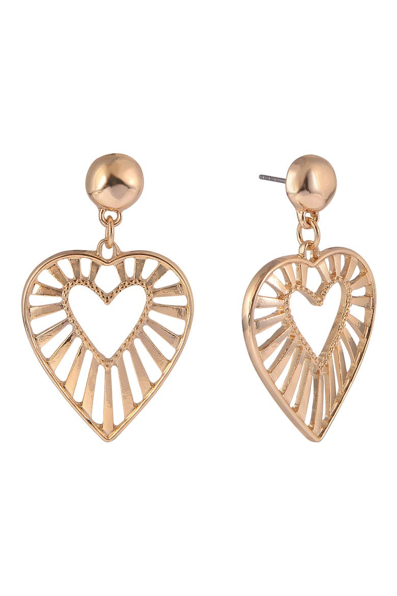 Open Heart Drop Earrings, Main, color, GOLD