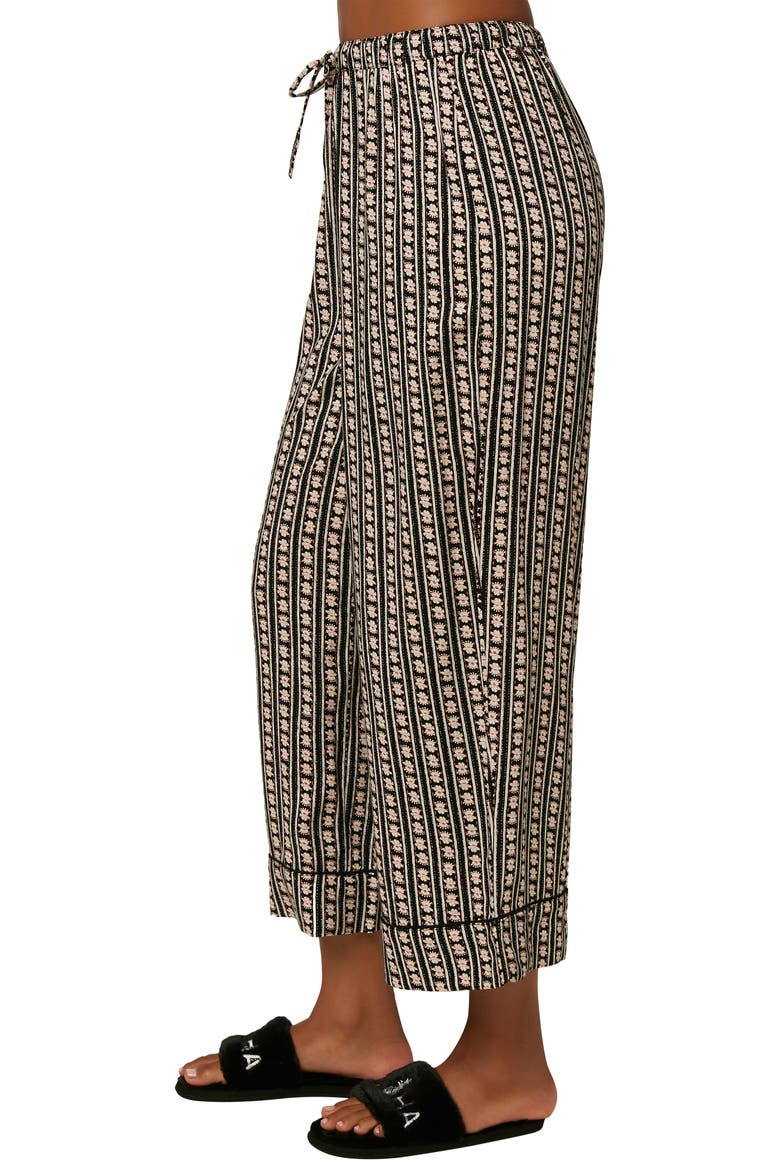 Cosmos Tie Waist Crop Wide Leg Pants, Alternate, color, BLACK