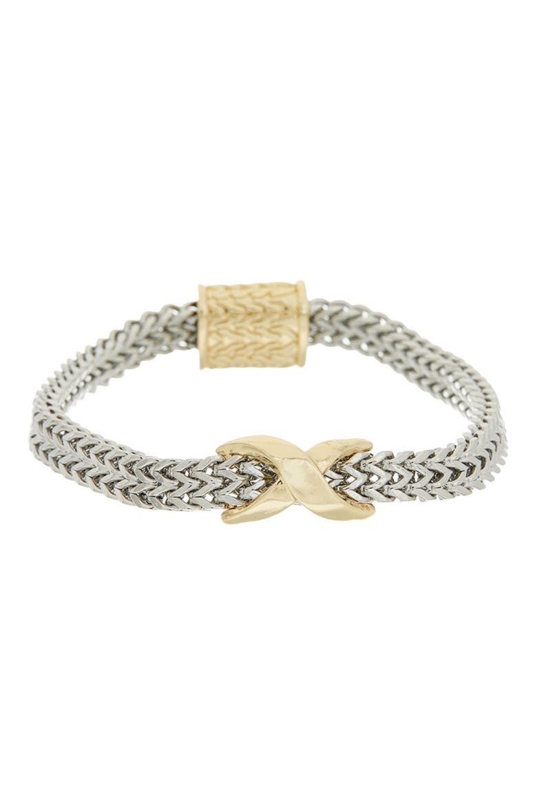 Two Tone Woven Chain Bracelet, Main, color, TWO TONE