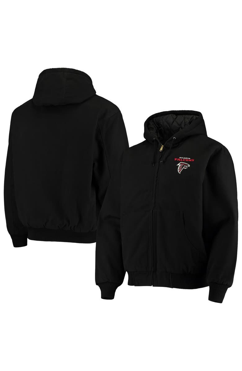 DUNBROOKE Men's Dunbrooke Black Atlanta Falcons Dakota Cotton Canvas Hooded Jacket, Alternate, color,