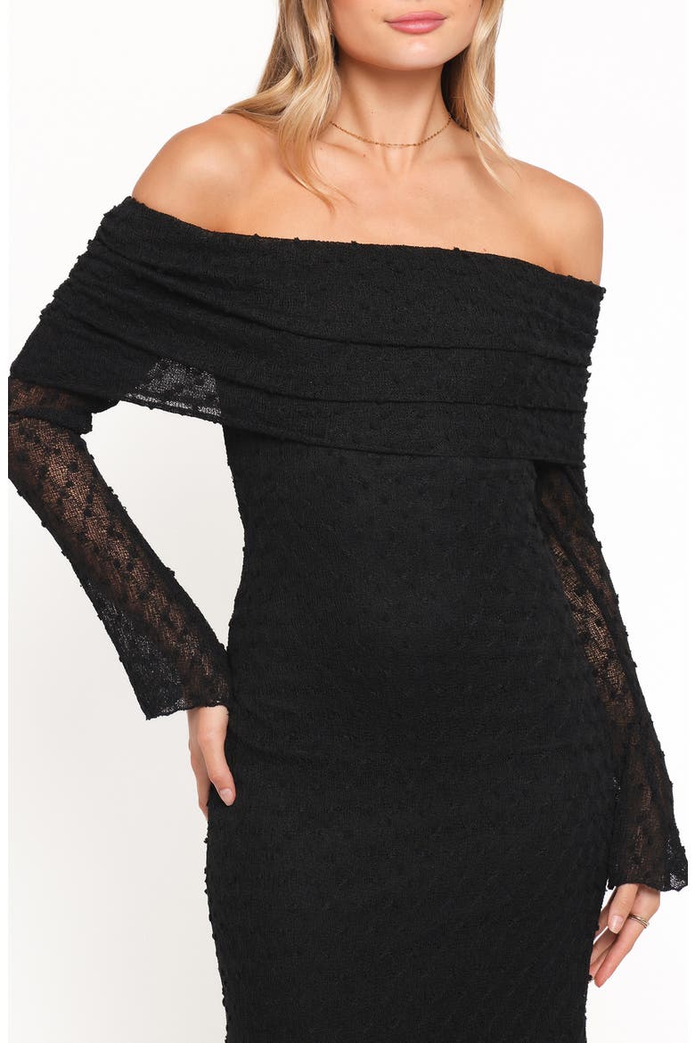 Wilma Off the Shoulder Long Sleeve Maxi Dress, Alternate, color, BLACK