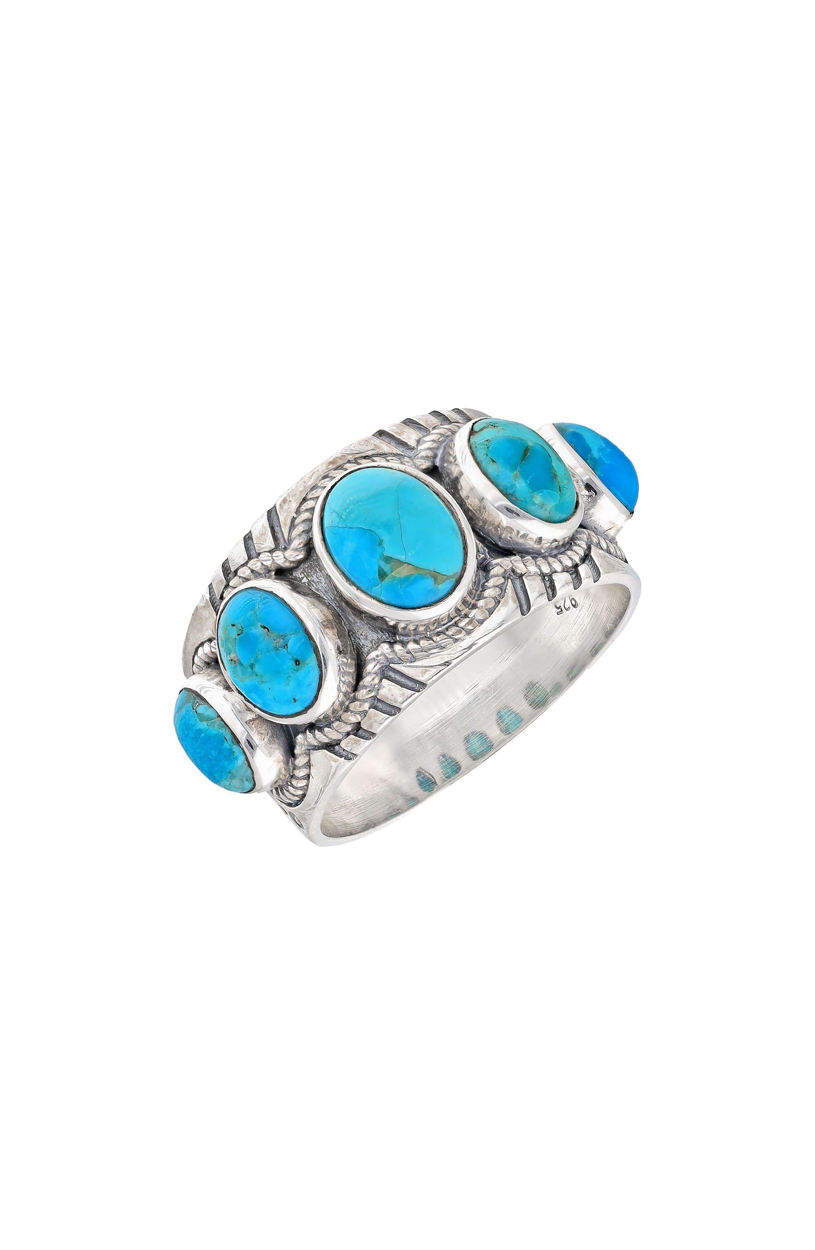 YS GEMS Mohave Turquoise Cluster Band Ring