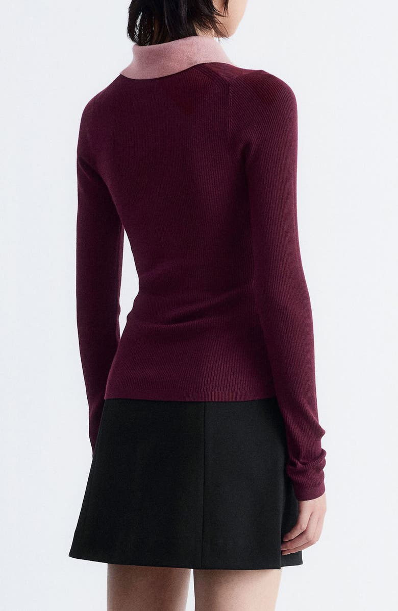& Other Stories Keyhole Collar Rib Sweater, Alternate, color, Red Dark