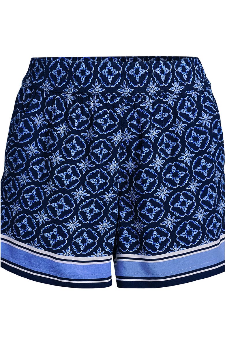 Lands' End Rayon High Rise 5" Pull On Shorts - Set Bottom, Alternate, color, Deep Sea Border Tile
