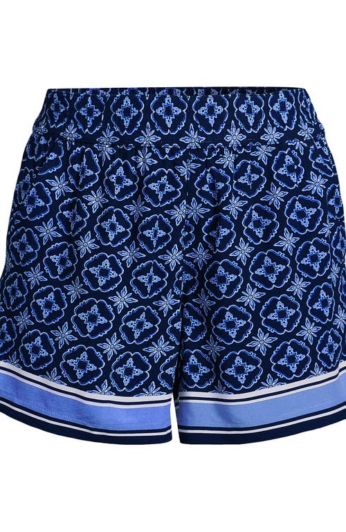 Lands' End Rayon High Rise 5" Pull On Shorts In Blue