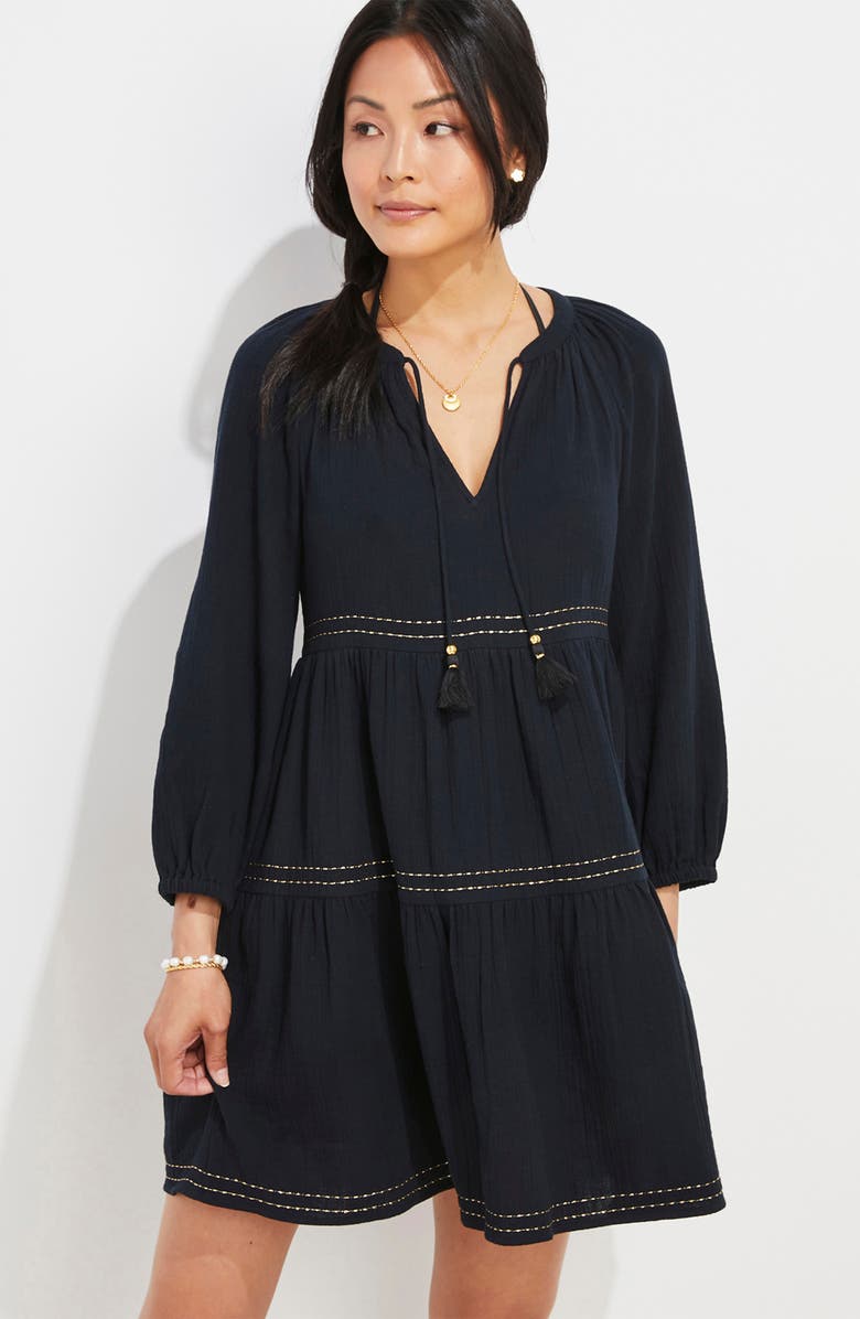 vineyard vines Gauzy Linen Cover-Up Dress, Alternate, color,