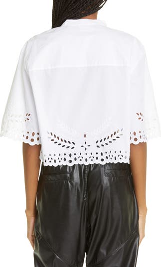 Isabel Marant Étoile Rommy Eyelet Border Cotton & Linen Top