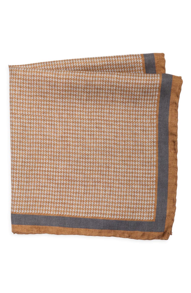 BOSS Houndstooth Pocket Square, Main, color, Medium Beige