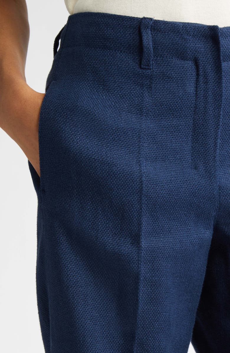 Max Mara Marco Stretch Linen & Cotton Crop Pants, Alternate, color, Navy