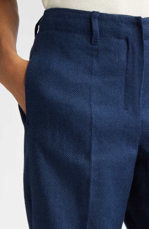 Max Mara Marco Stretch Linen & Cotton Crop Pants In Navy