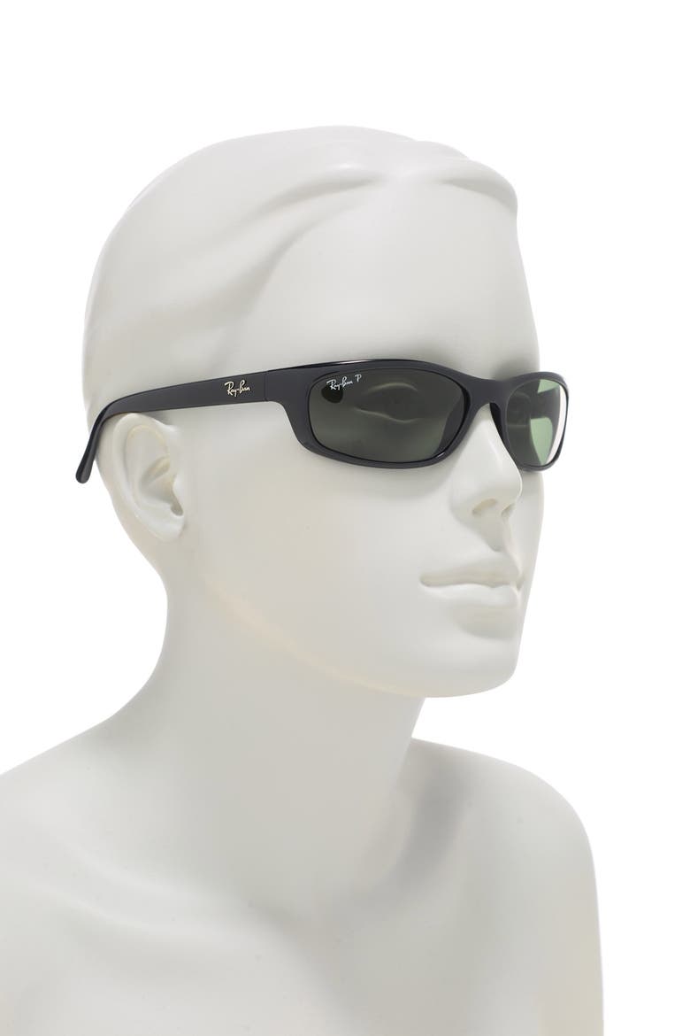 57mm Rectangle Sunglasses, Alternate, color, MATTE BLK