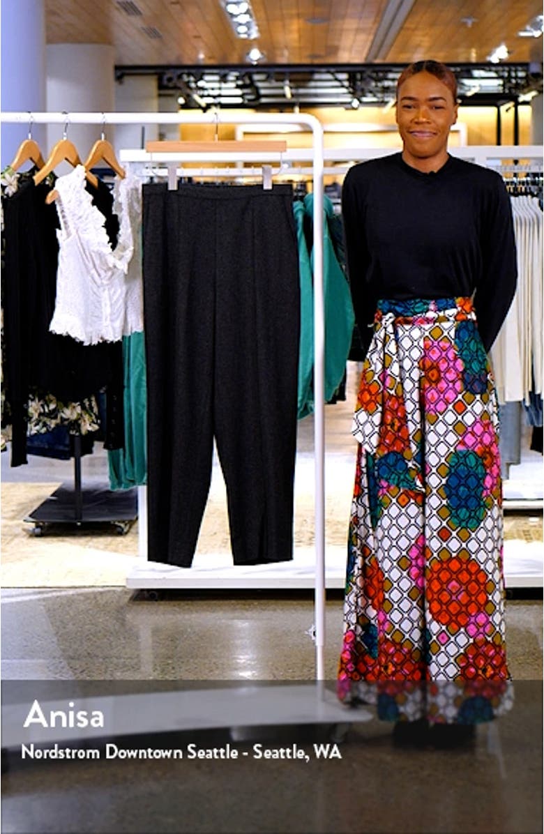 Crop Pleated Brushed Wool Blend Pull-On Pants, sales video thumbnail