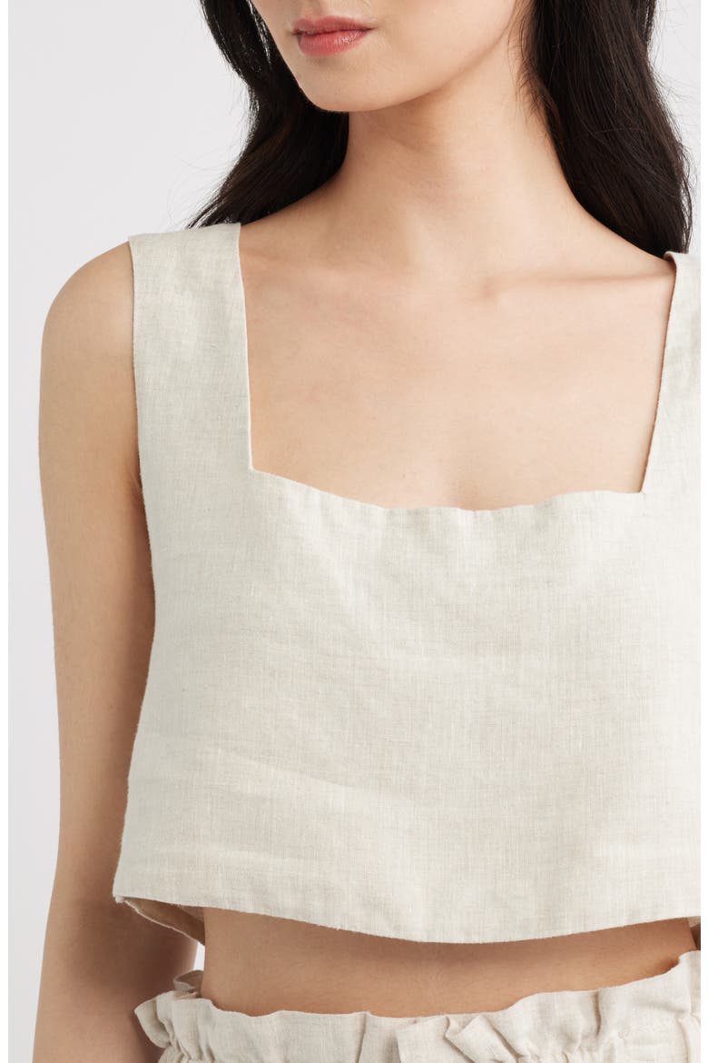 Christal Crop Linen Tank, Alternate, color, LINEN