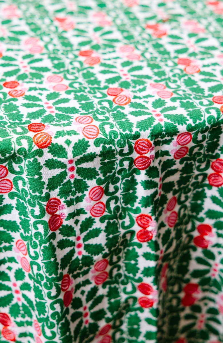 Furbish Pomegranate Round Tablecloth, Main, color, Green, White, Pink
