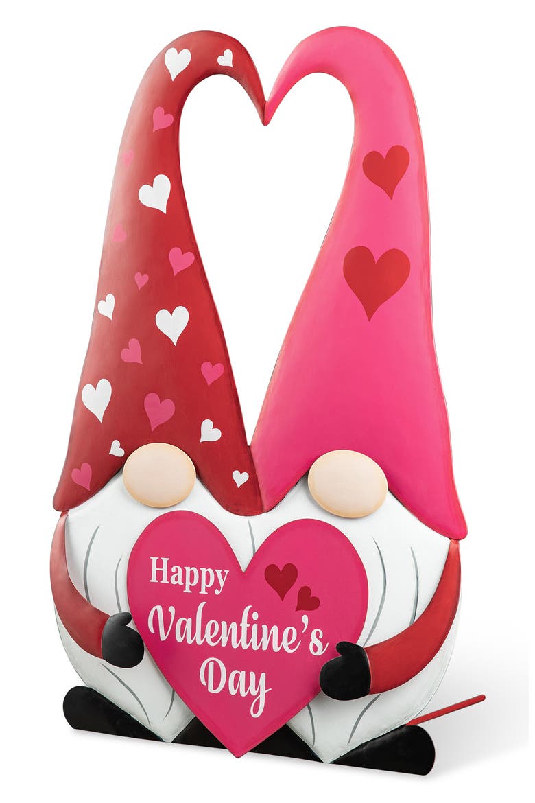30"H Valentine's Metal Gnome Couple Yard Stake, Alternate, color, Red