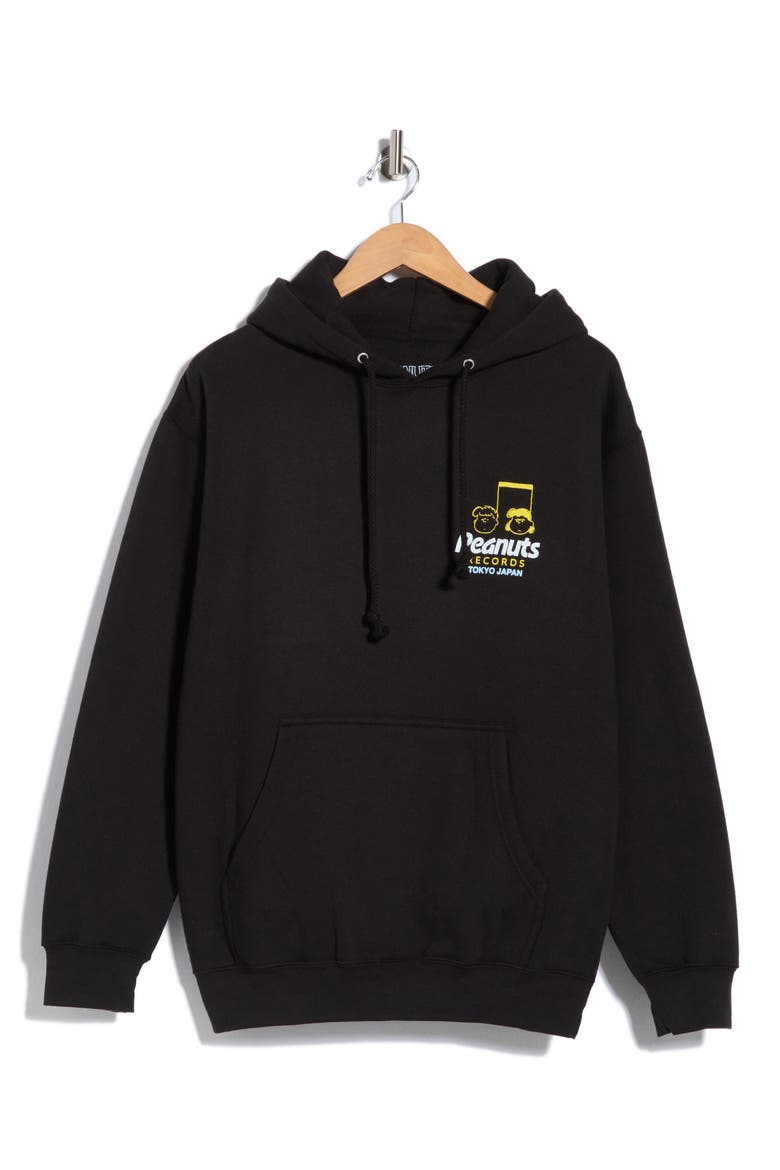 Peanuts® Tokyo Records Graphic Hoodie, Main, color, BLACK