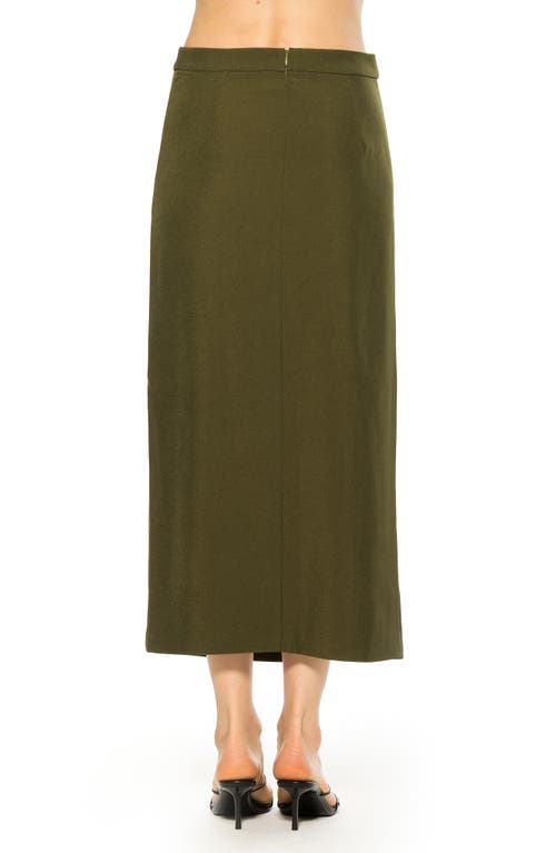 Alexia Admor Side Slit Midi Skirt In Green