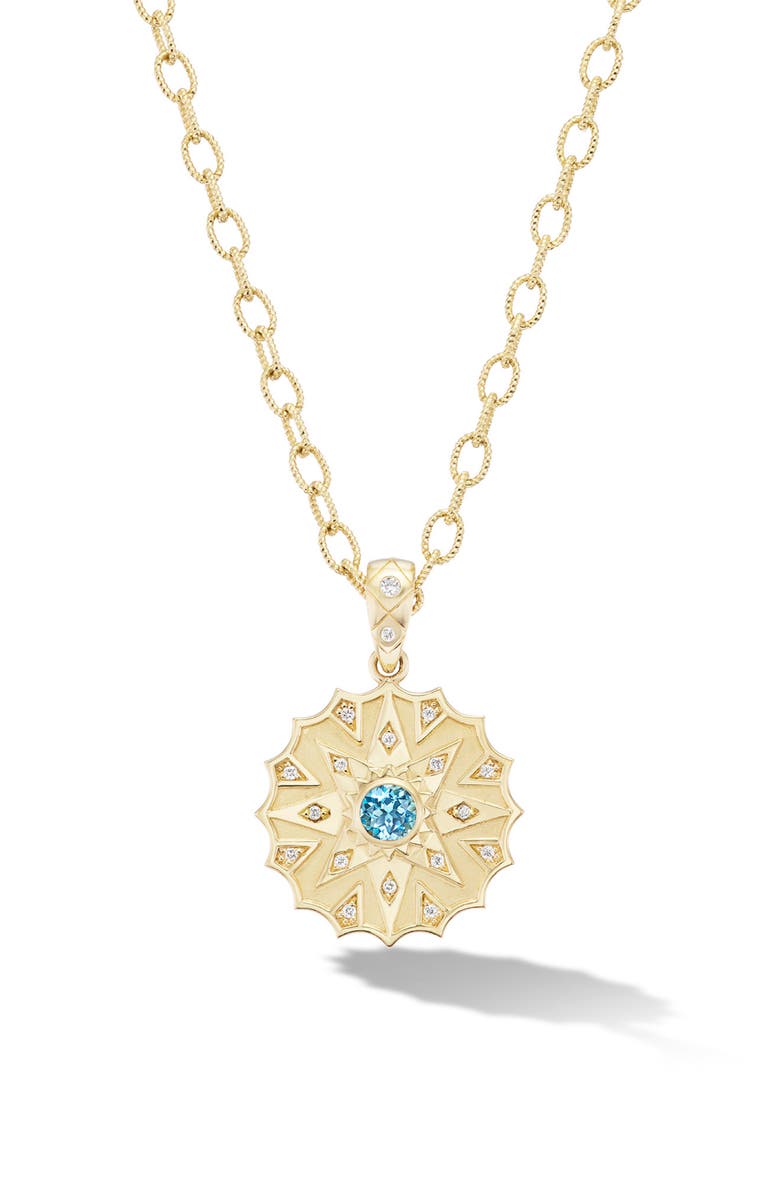 Orly Marcel Star Medallion Pendant Necklace, Main, color, Blue