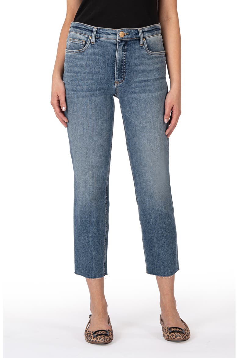 Rachael Fab Ab High Waist Raw Hem Mom Jeans, Main, color, EXALTED W/MED