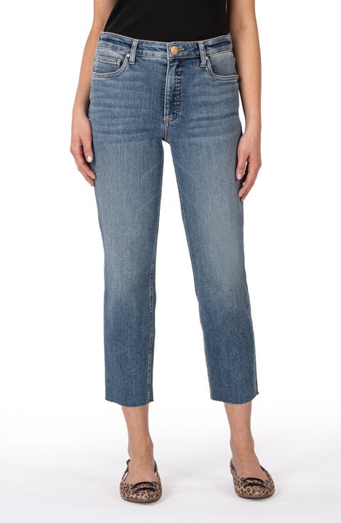 Rachael Fab Ab High Waist Raw Hem Mom Jeans