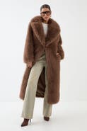 MissPap Long Faux Fur Wide Collar Coat