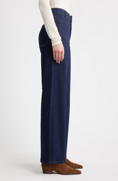 Frame Womens The Anchor Cropped Stretch-denim Jeans Navy Raw Fray In Blue