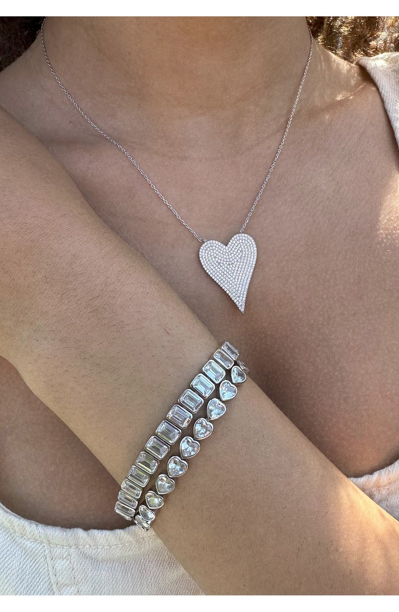 SHYMI Cubic Zirconia Heart Tennis Bracelet, Alternate, color, Silver/ White