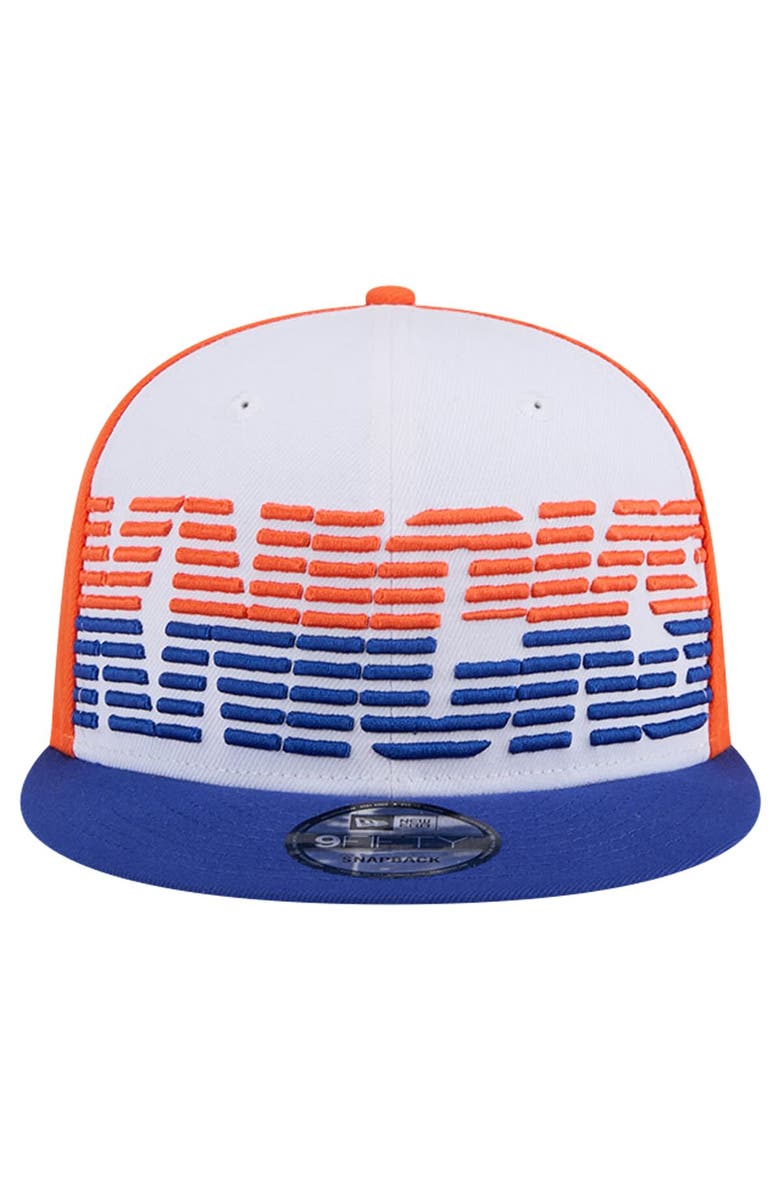 New Era Men's New Era White/Blue New York Knicks Throwback Gradient Tech Font 9FIFTY Snapback Hat, Alternate, color, 