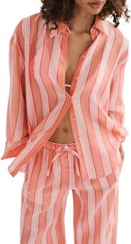 MANGO Striped Button-Up Shirt