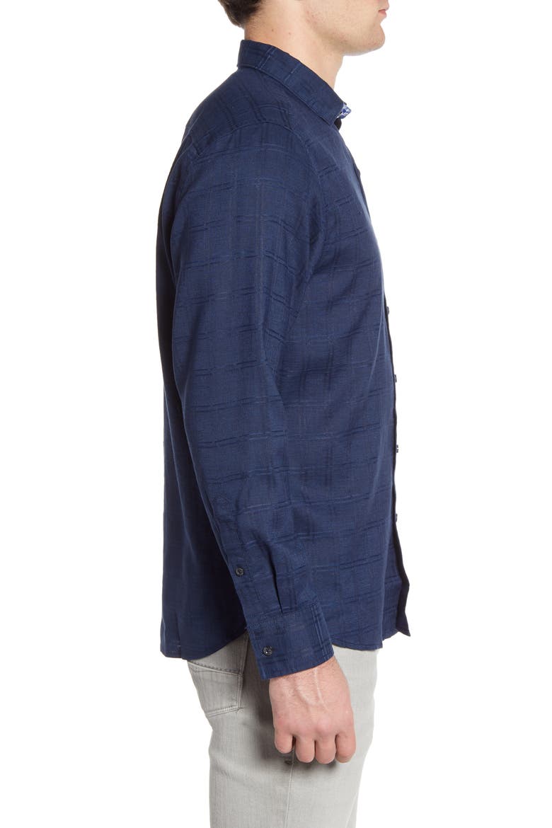 Costa Capri Classic Fit Linen Blend Button-Up Shirt, Alternate, color, OCEAN DEEP