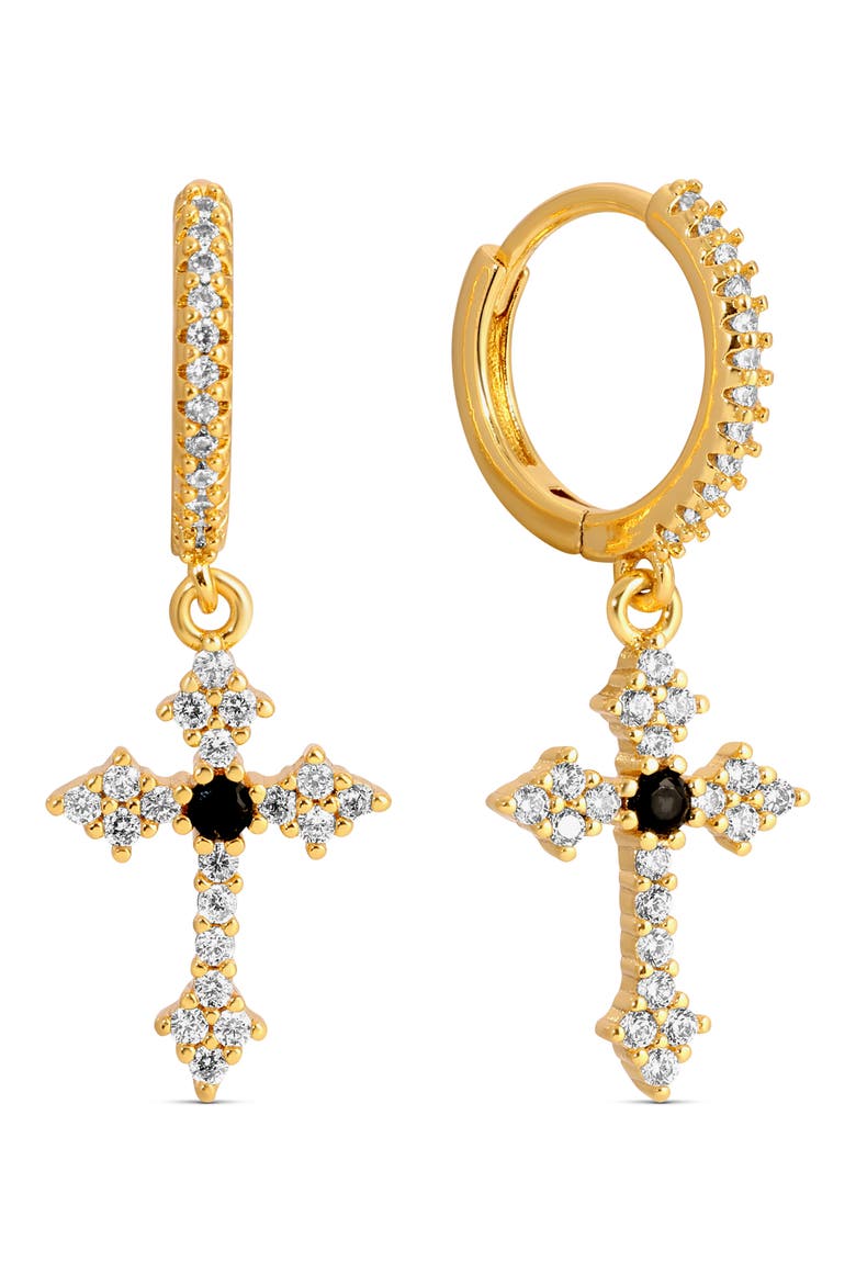 Audrey Set of 3 Cubic Zirconia Drop Huggie Hoop Earrings, Alternate, color, GOLD
