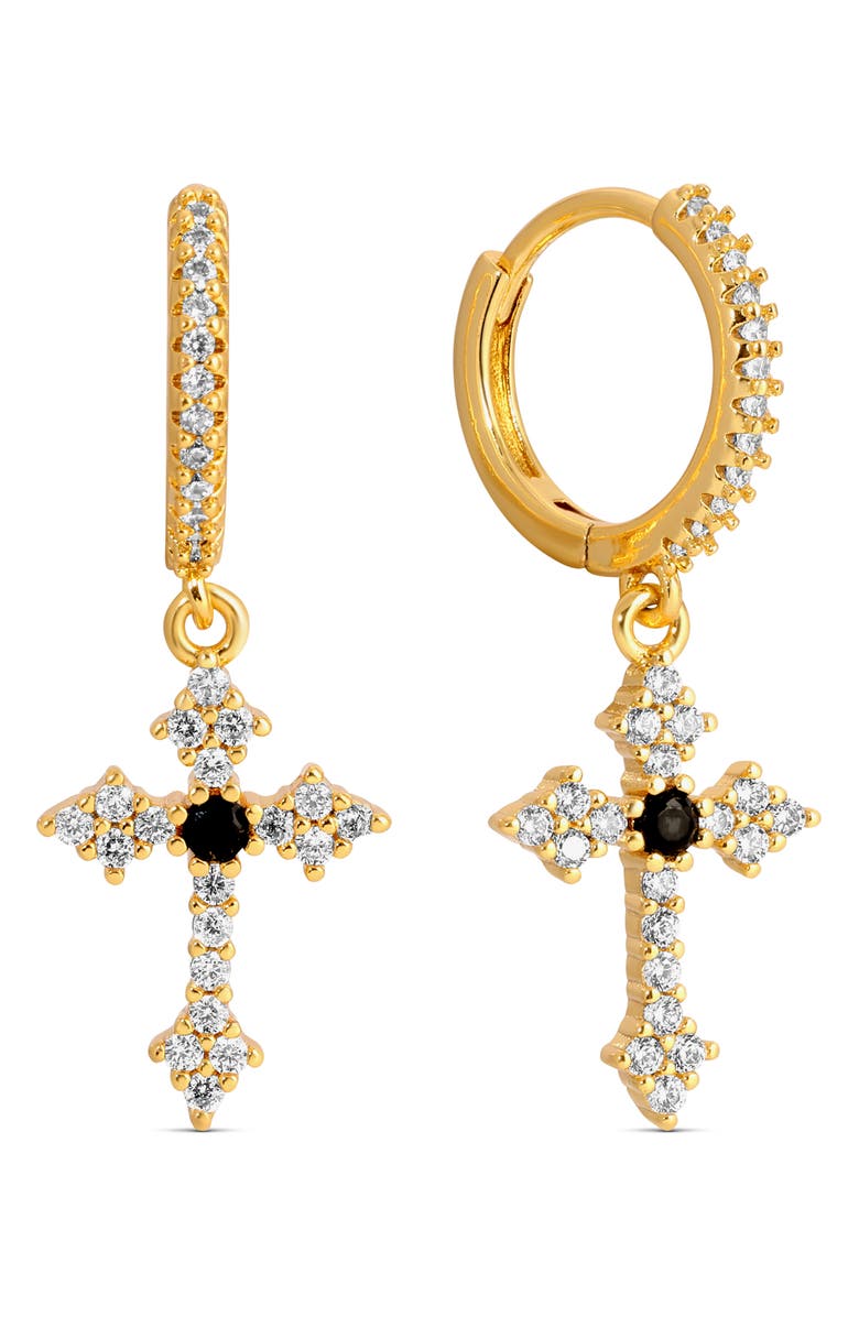 EYE CANDY LOS ANGELES Audrey Set of 3 Cubic Zirconia Drop Huggie Hoop Earrings, Alternate, color, Gold