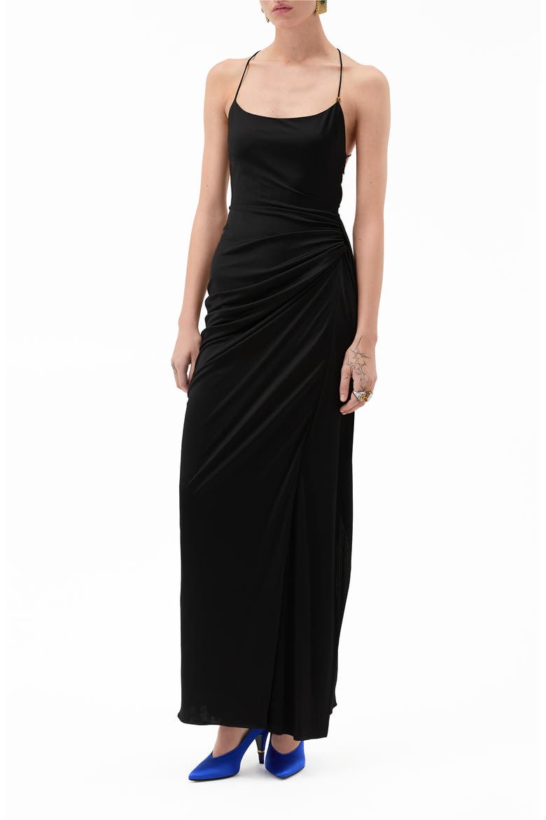 Liquid Drape Jersey Gown, Main, color, BLACK