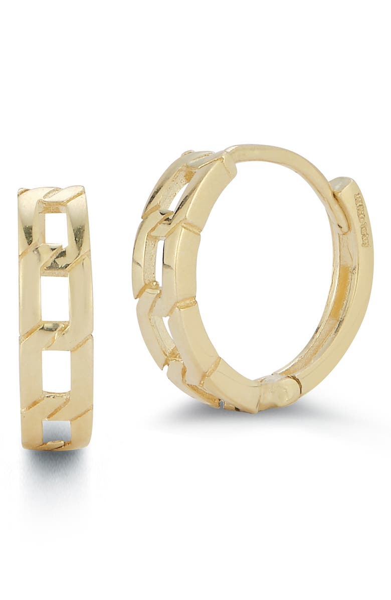 Ember Fine Jewelry 14K Gold Curb Link Huggie Hoop Earrings, Main, color, Gold