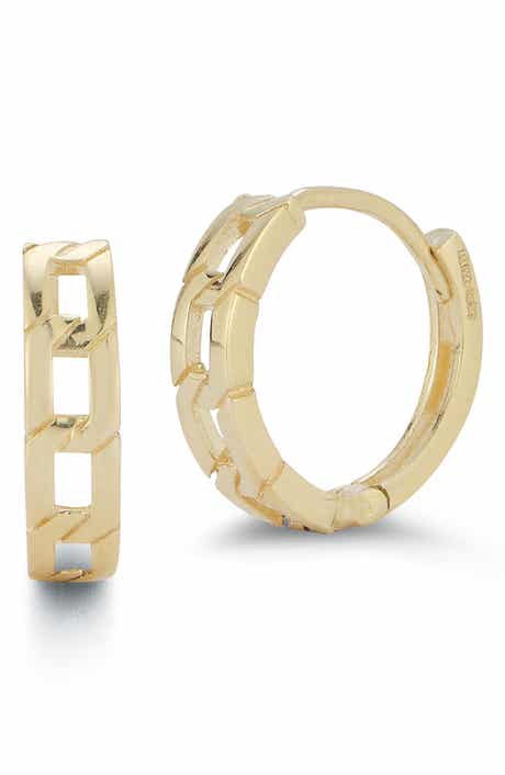 Ember Fine Jewelry 14K Gold Curb Link Huggie Hoop Earrings