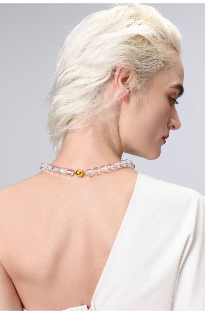 Classicharms Frostnova Azeztulite Clear Phantom Crystal Sphere Necklace-12mm, Alternate, color, Gold