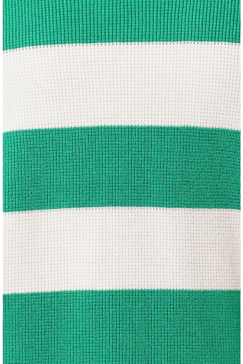 Stripe V-Neck Waffle Knit Sweater, Alternate, color, GREEN JELLY BEAN/ BRIGHT WHITE