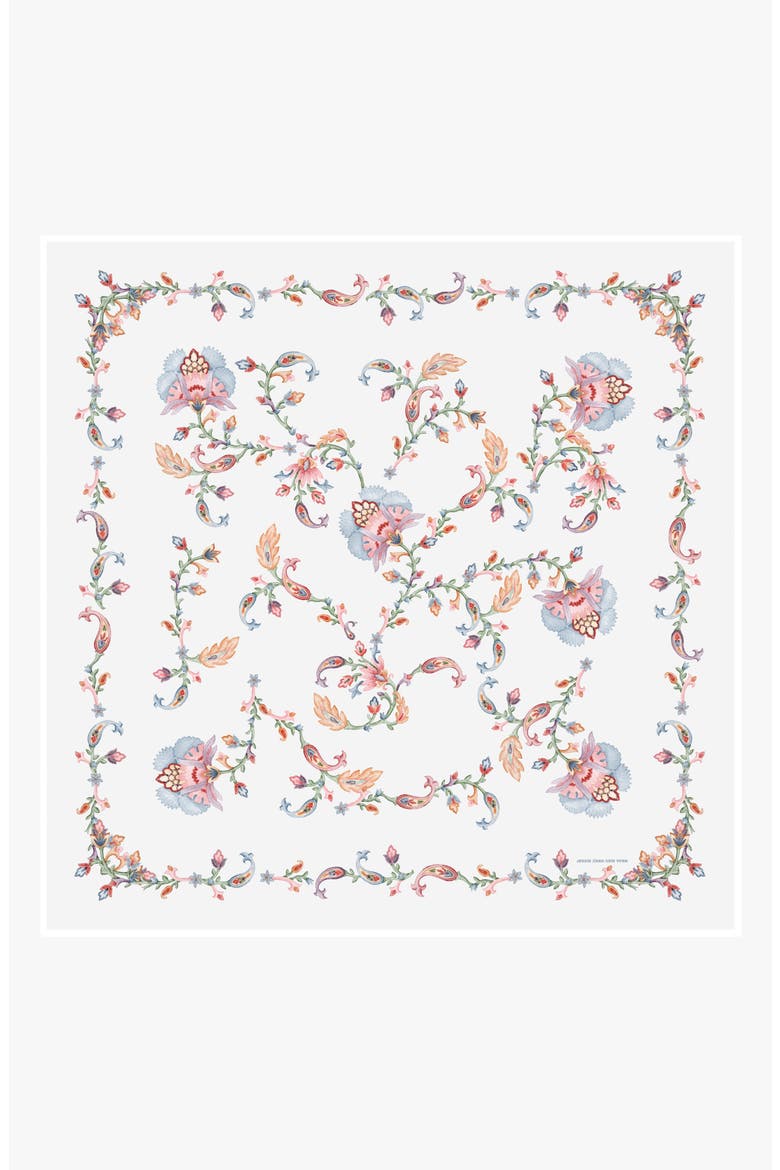 Dawn Garden Double Sided Silk Scarf, Main, color, White