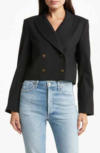 TWP Perfect Waiter Double Breasted Stretch Wool Crop Blazer