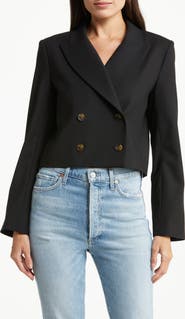 TWP Perfect Waiter Double Breasted Stretch Wool Crop Blazer